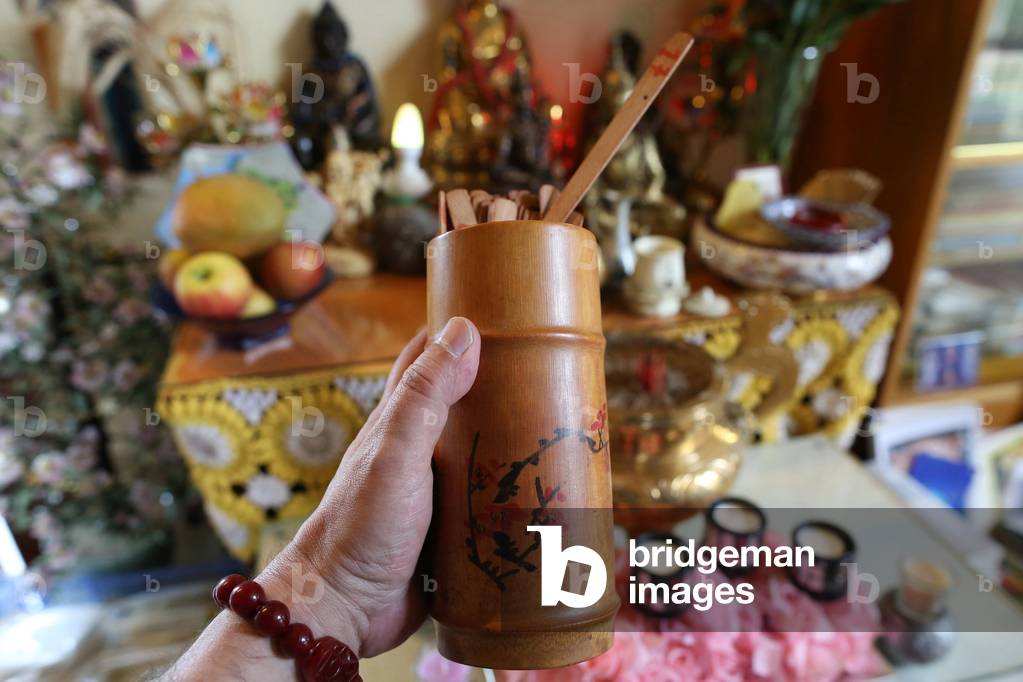 Tu An Buddhist temple. Fortune telling sticks Saint-Pierre-en-Faucigny France