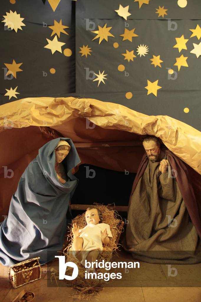 Christmas crib in Sainte-Jeanne-de-Chantal church Paris France