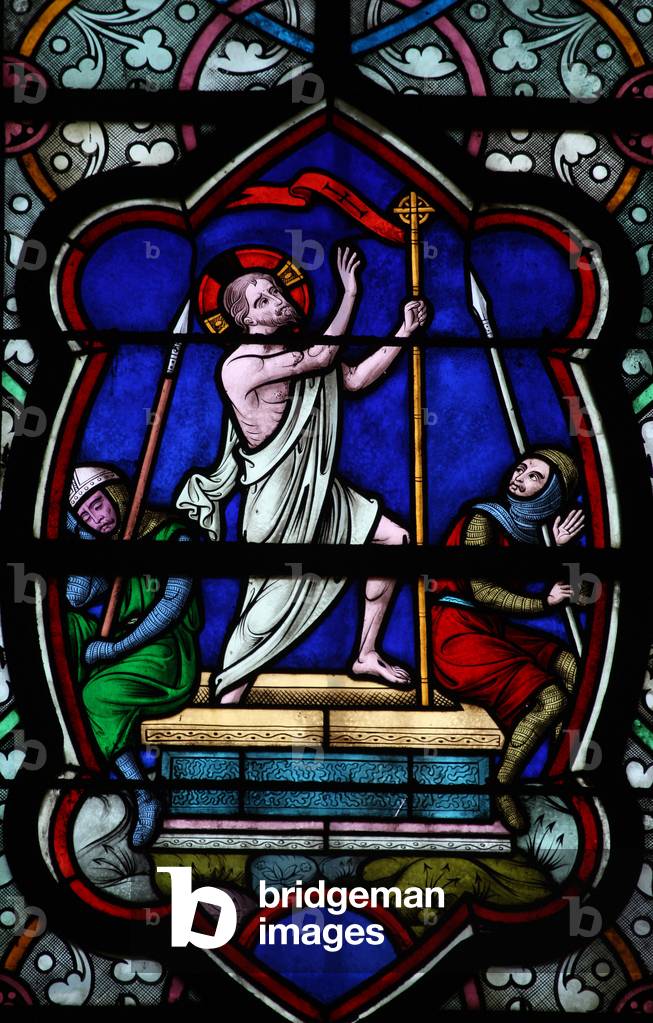 Stained glass in Holy Trinity abbey Fecamp France