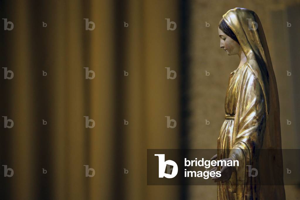 Ars-sur-Formans, Ain, France - Ars-sur-Fromans. Sanctuary-Shrine of Jean-Marie Vianney (the Cure d'Ars). Virgin Mary statue.