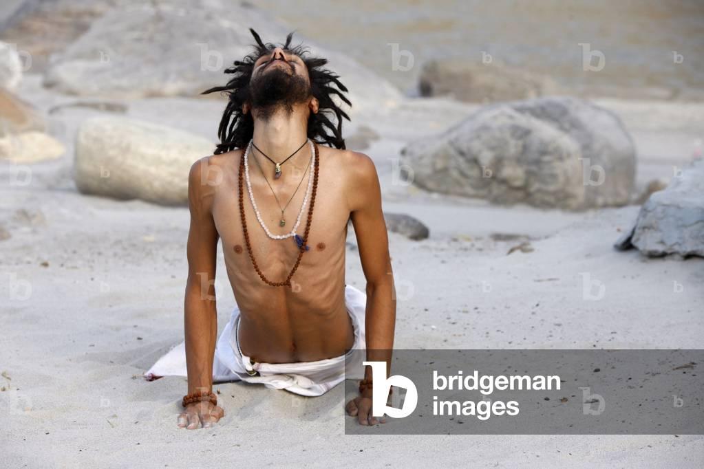 Yoga in Rishikesh : cobra posture, Rishikesh, India