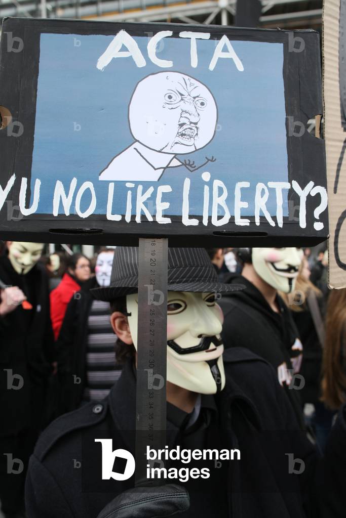 Stop ACTA Protesters march in Paris ; Paris France