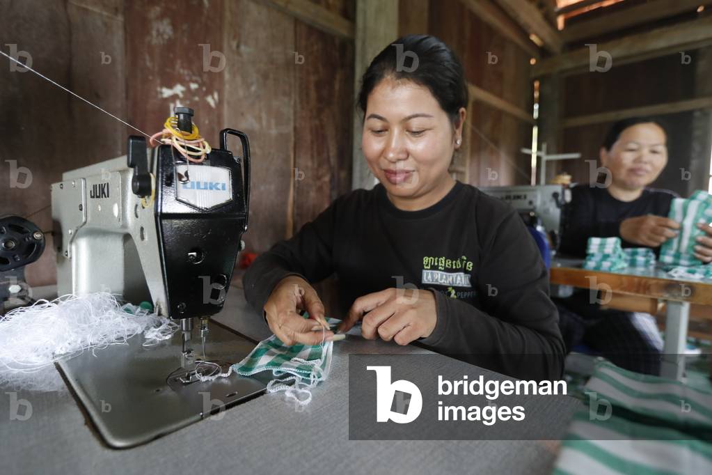 La Plantation, woman working at pepper plantation, Kep, Cambodia (photo)
