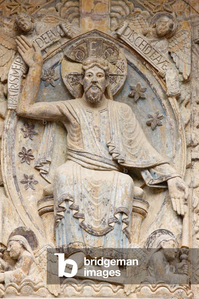 Sainte Foy abbey church tympanum : Christ in Glory , Conques, France