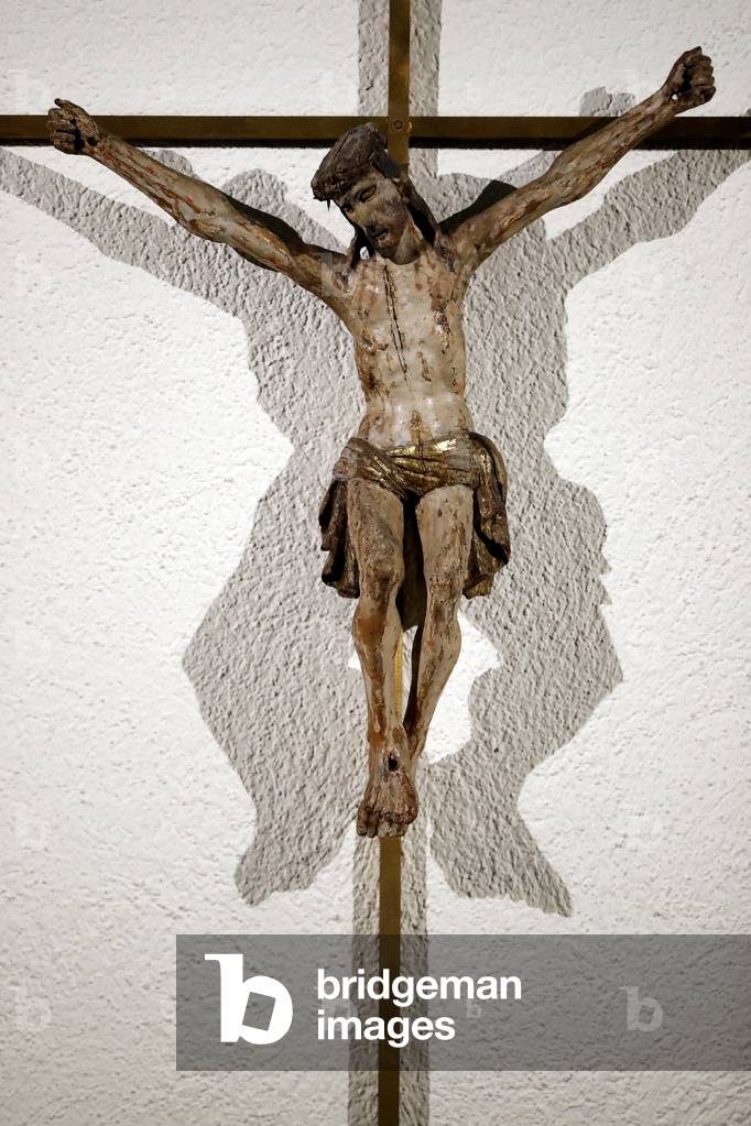 Sainte Therese church.  Jesus on the cross sculpture.  The crucifixion.
