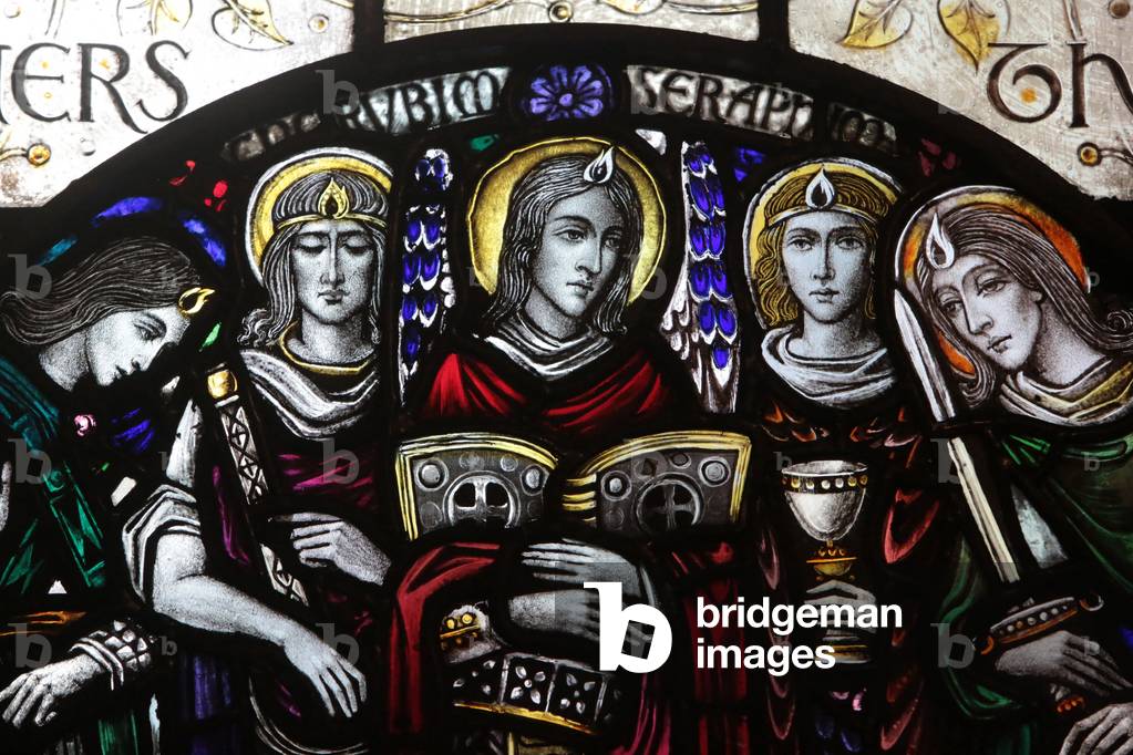 Stained glass window designed by J. Gordon Guthrie. Seraph, New York, United States of America