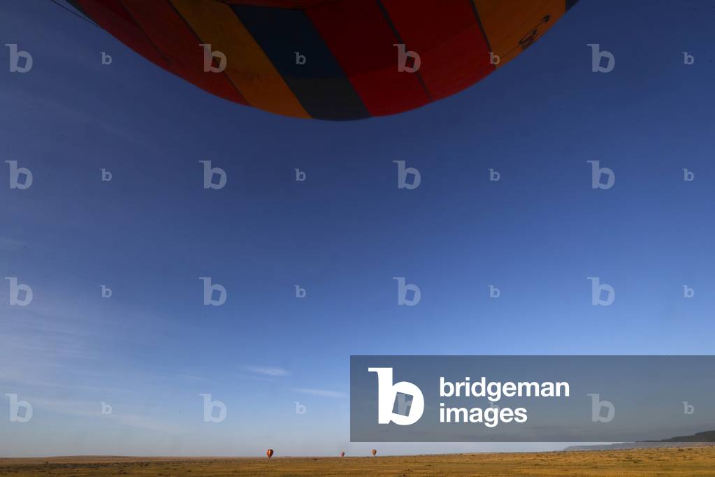 Hot air balloon safari at the Masai Mara in the morning, Masai Mara National Park, Kenya, 2019 (photo)