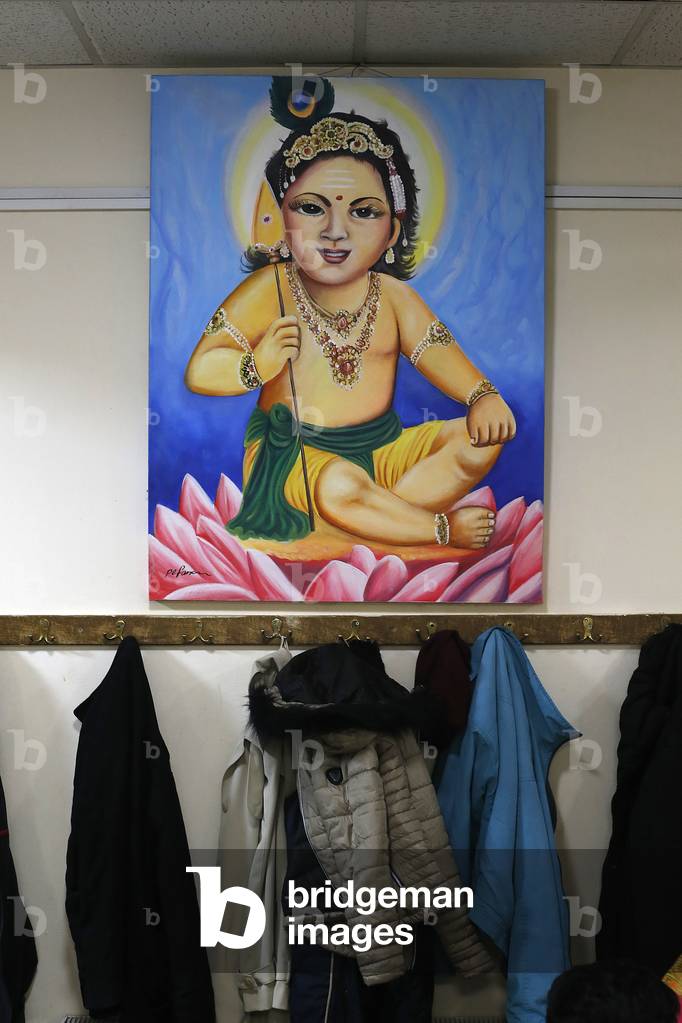 Murugan (Shiva) painting in Highgate Hill Murugan temple, London, UK (photo)