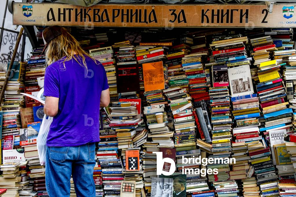 Book stall in Skopje, republic of Macedonia (photo)