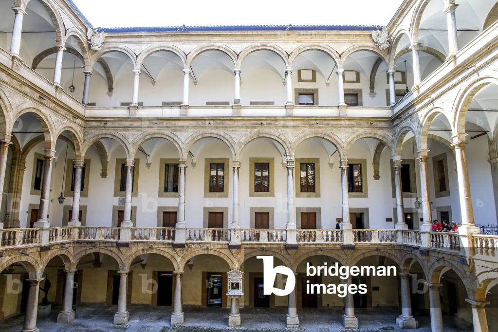 Courtyard of the Palazzo dei Normanni (Palace of the Normans) or Royal Palace, Palermo, Sicily, Italy. (photo)