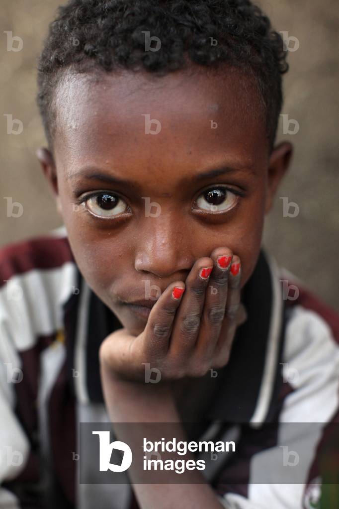 Wollo boy with painted fingernails, , Ethiopia