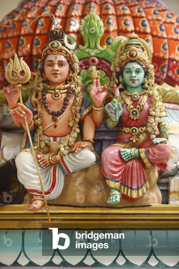 Shiva and Parvati statues in Hindu temple, Paris, France