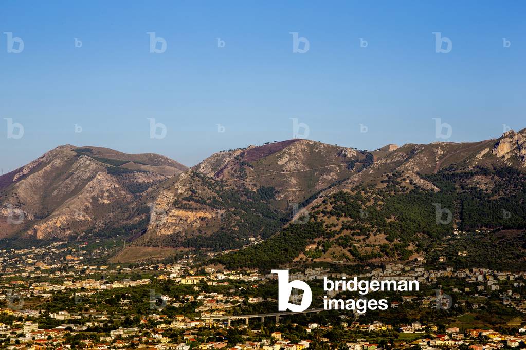 Outskirts of Palermo city seen from Monreale, Sicily, Italy (photo)