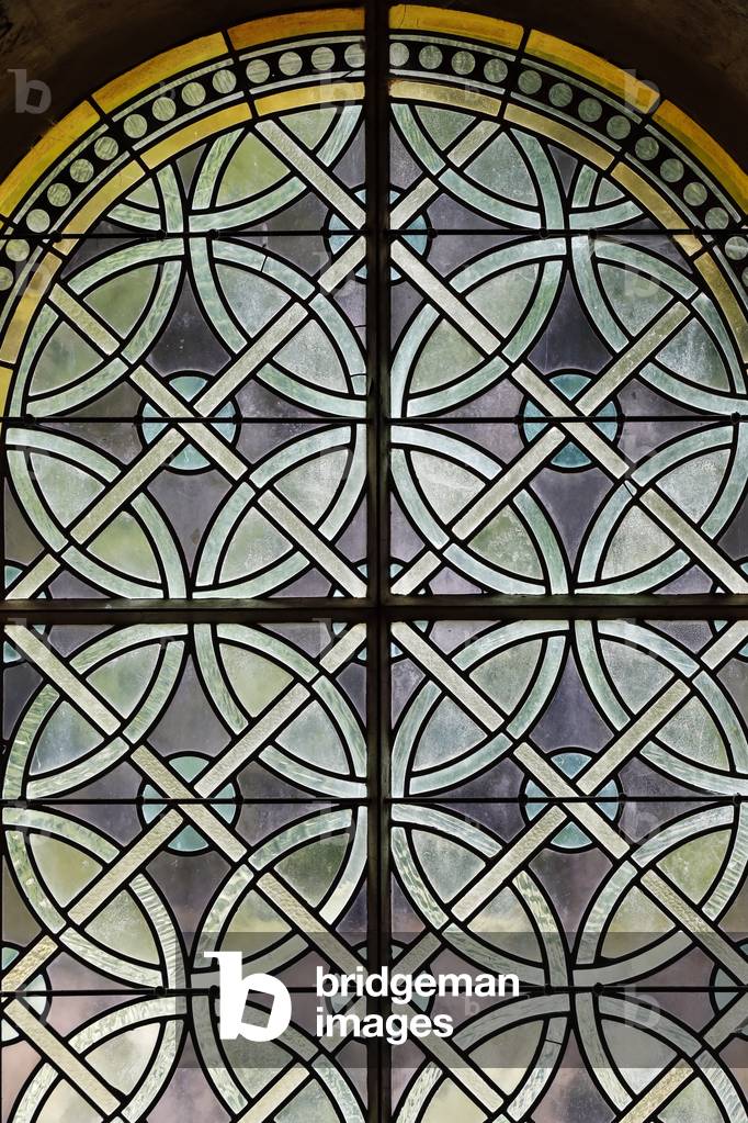 Cistercian Abbey of Fontenay.  Stained glass window.  France.