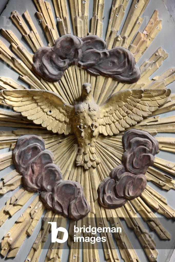 Holy ghost dove sculpture in Holy Trinity abbey Caudebec France