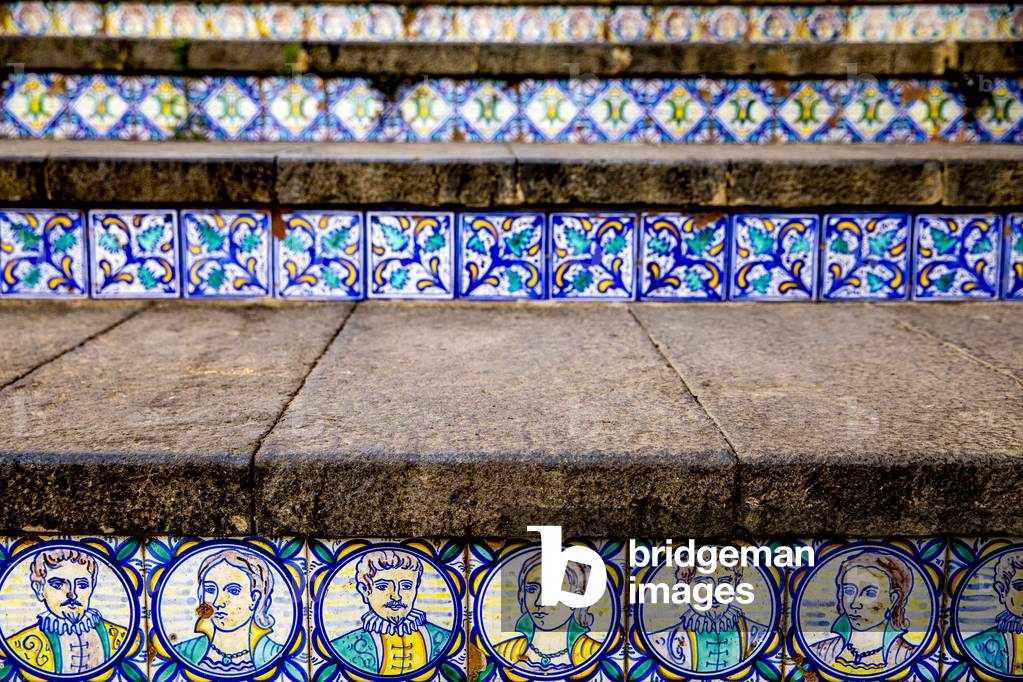 142-step monumental Scalinata di Santa Maria del Monte (Staircase of Santa Maria del Monte), built from 1608 in the old part of Caltagirone, Sicily, Italy (photo)