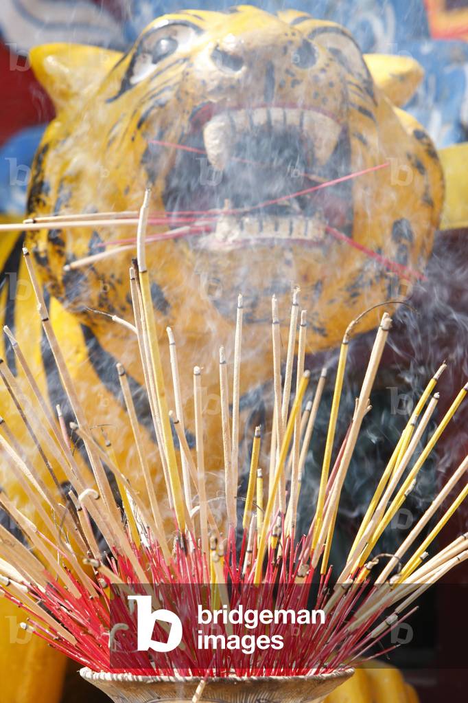Tiger and incense, Ho Chi Minh City, Vietnam