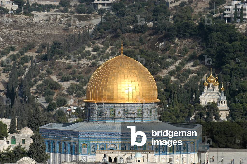 Al Aqsa mosque on the Dome of the Rock and Mount of Olives, Jerusalem, Israel