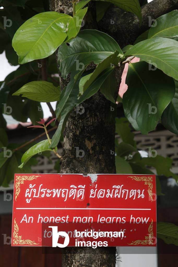 Notice in Wat Pan Ping, Chiang Mai. Thailand