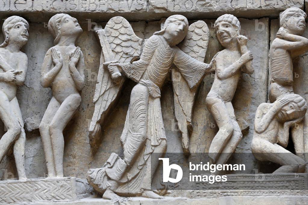 National Museum of French monuments. Saint Lazare cathedral, Autun. Western facade. The Last Judgement. Cast. Close-up, Paris, France