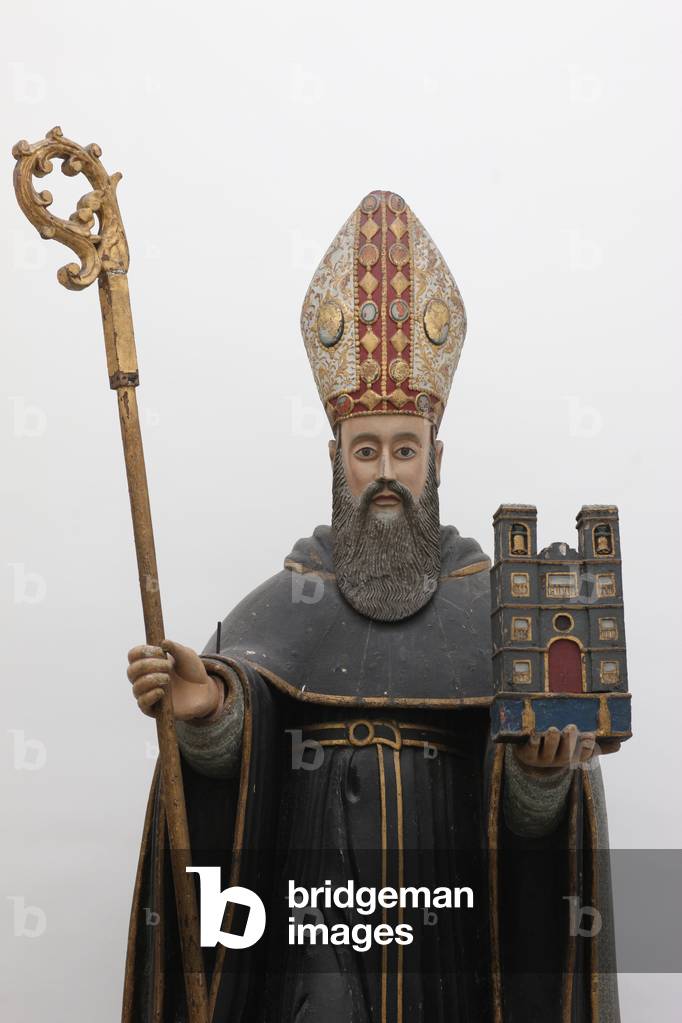 Saint Augustine. Painted wood. 17th century. Macau China