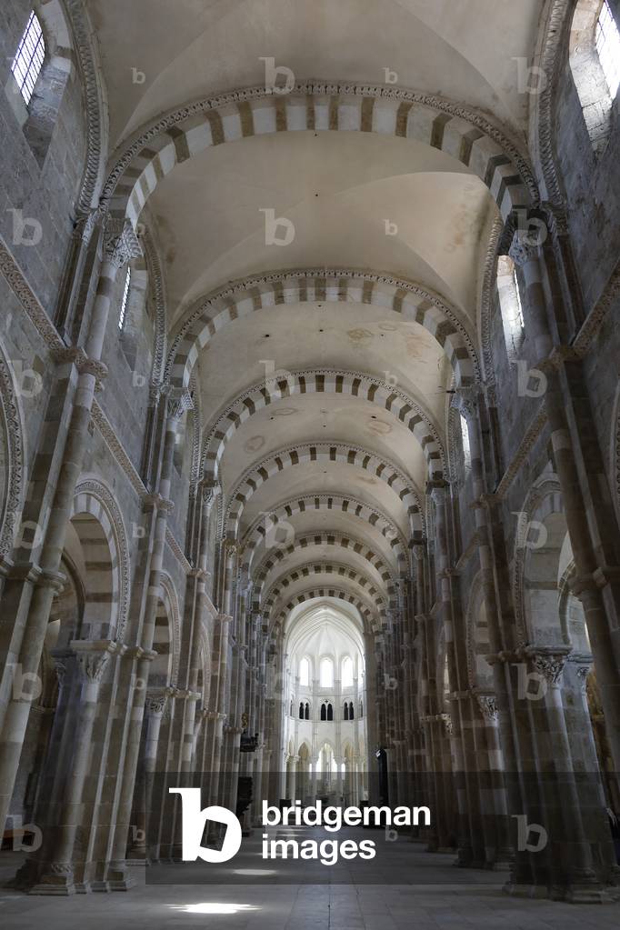 Saint Mary Magdalene basilica, Vezelay, France. Nave