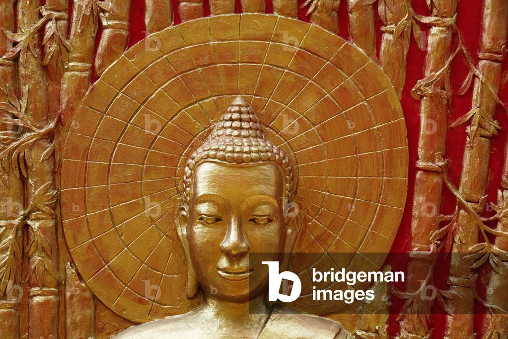 Detail of Buddha sculpture in Wat Ounalom Phnom Penh Cambodge