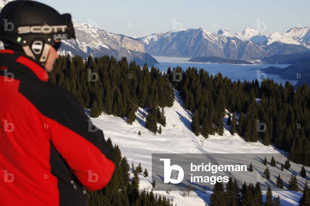 Skier in Megeve, Megeve, France