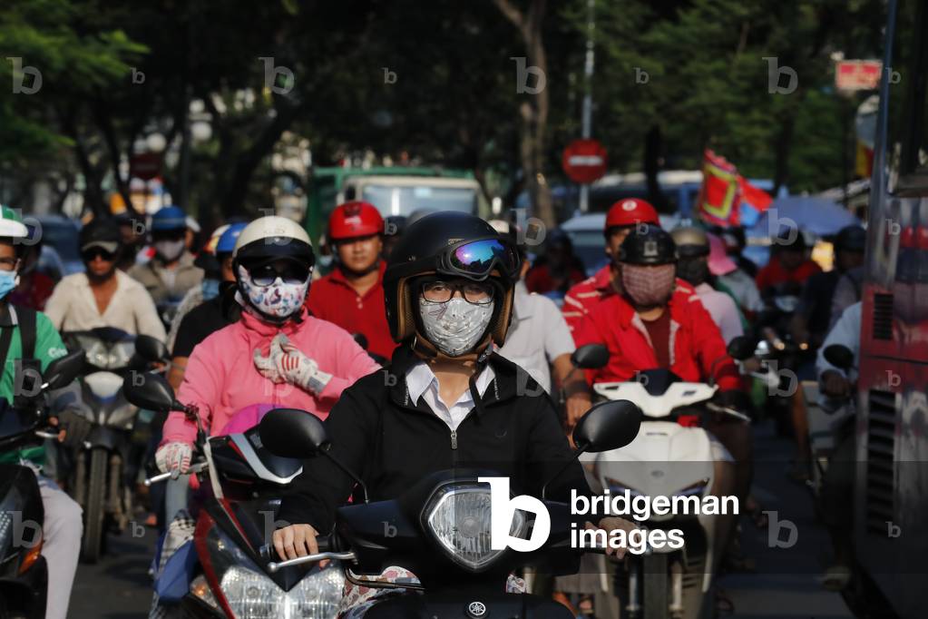 People riding motorbikes, Road traffic, Ho Chi Minh City, Vietnam, 2019 (photo)