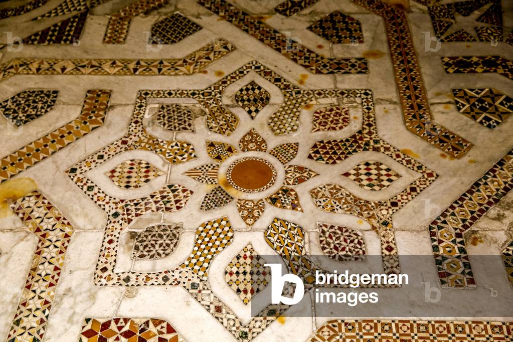 Santa Maria Nuova cathedral, Monreale, Sicily, Italy. Chapel floor mosaics. (photo)