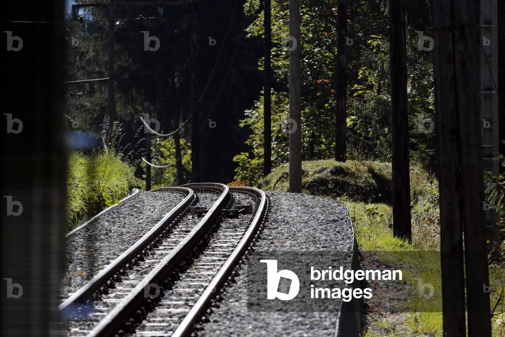 The Mont Blanc Tramway (TMB) is the highest mountain railway line in France, Saint-Gervais, France, 2019 (photo)