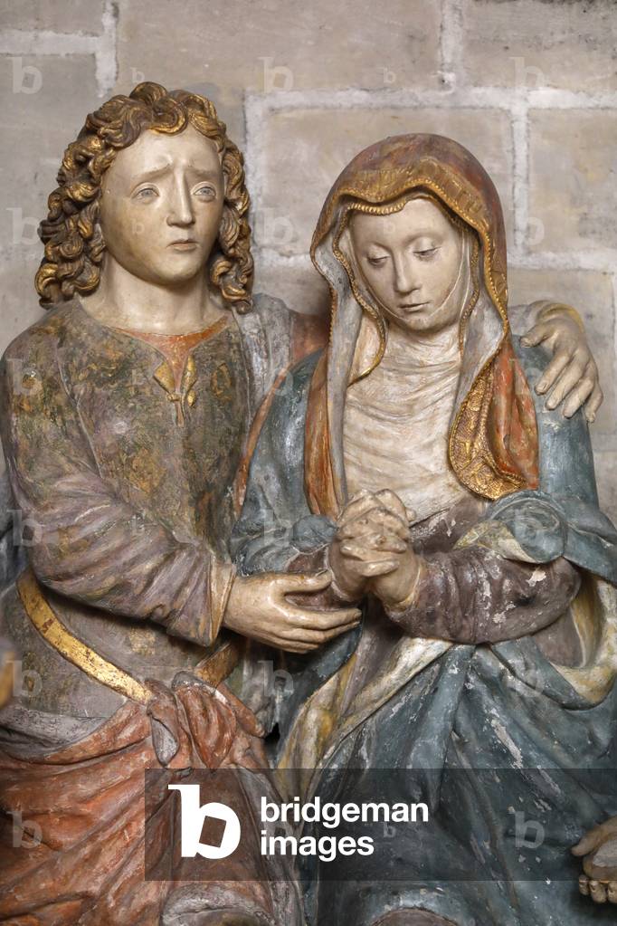 Restored 16th-century Entombment group of statues in Notre Dame collegiate church, Poissy, France (detail)
