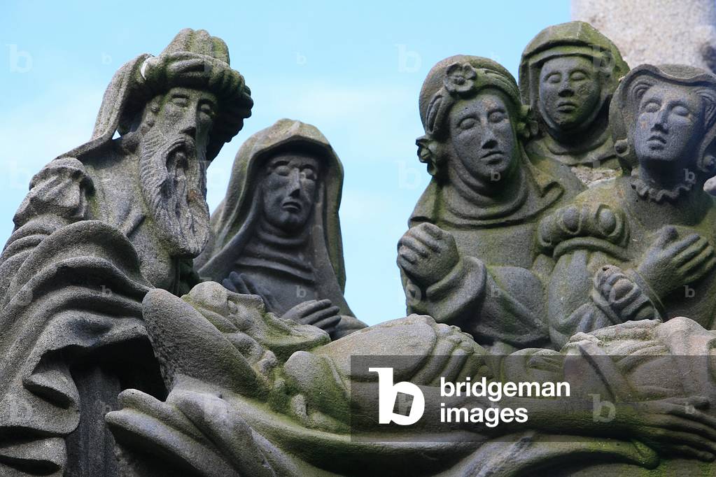 Guimiliau calvary. Life of Jesus. Entombment Guimiliau France