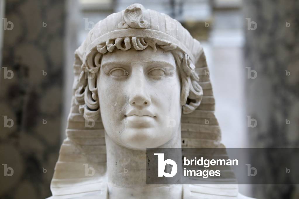 Portrait of Antinous (Hadrian's favorite) as Osiris, marble, c.130. Detail.