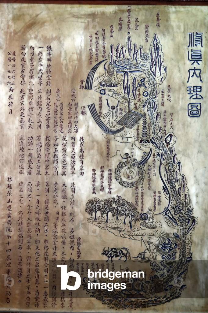 Khanh Van Nam Vien Taoist pagoda, Stone plaque with instructions for Taoist inhalation and exhalation exercises, Ho Chi Minh City, Vietnam, 2019 (photo)