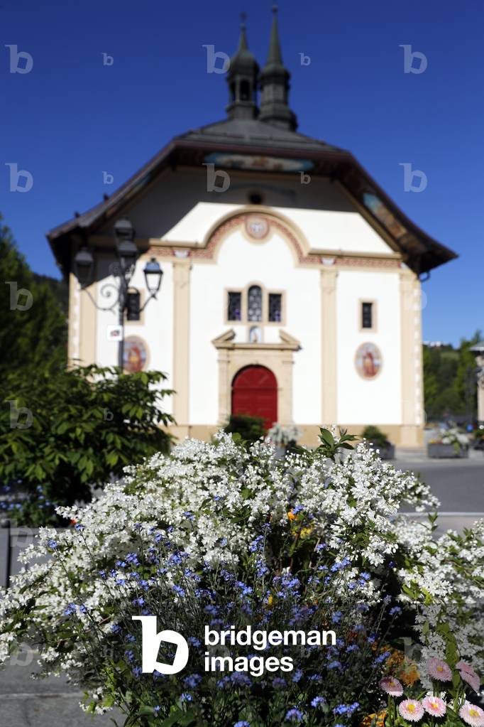 Baroque church of Saint-Gervais Saint-Protais in the frenc Alps, Saint Gervais, France, 2020 (photo)