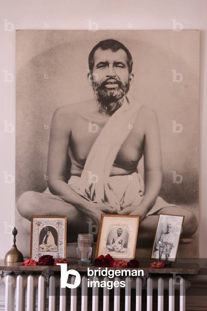 Portraits of Sri Ramakrishna Paramahamsa (1836-1886) and other spiritual leaders at the Ramakrishna vedantic center. Gretz. France