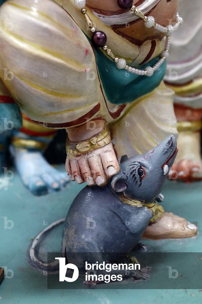 Sri Mahamariamman Hindu Temple, Ganesha, the elephant headed Hindu god who rides a mouse, Kuala Lumpur, Malaysia (photo)