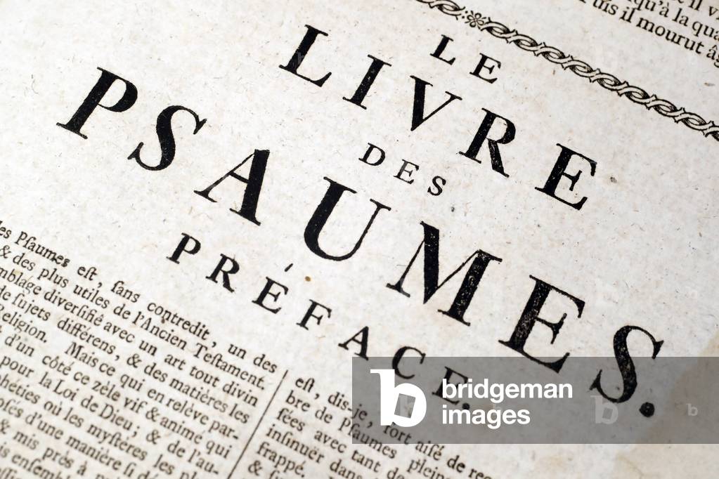 Old Bible in french, 18th century, Old Testament, The Book of Psalms, France (photo)