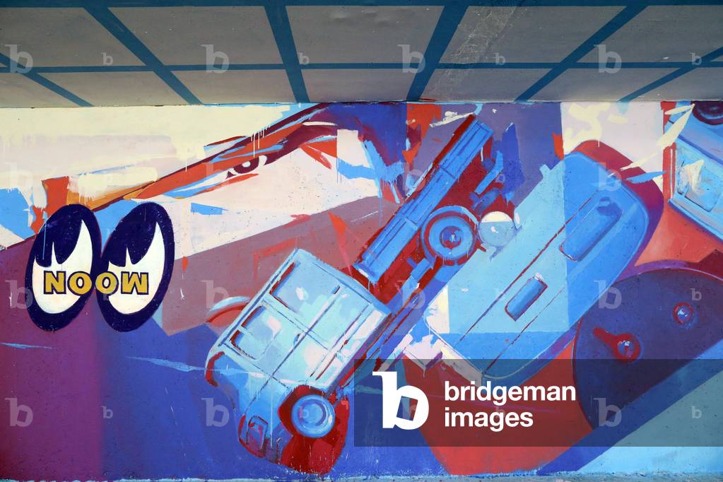 2 KM 3 Saint-Gervais Mont-Blanc contempory art platform, Street art, Work realized by French artist Zoer, France (photo)