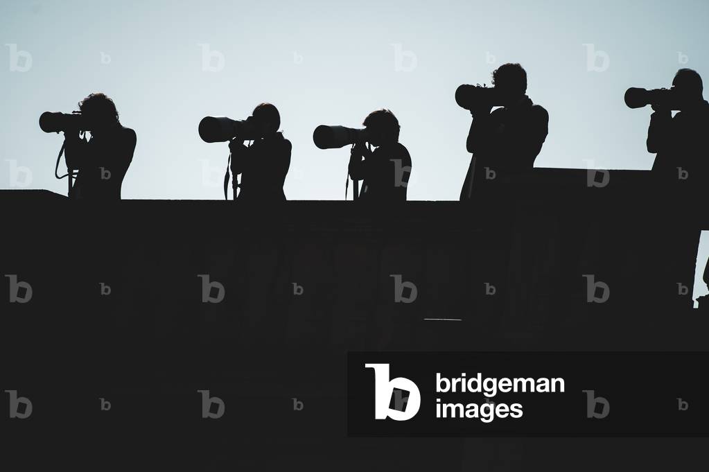 Photographers during Pope Francis public audience at the San Damaso courtyard in The Vatican on September 9, 2020