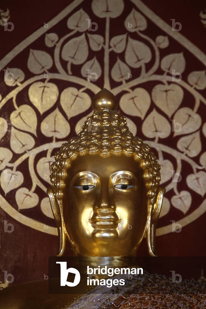 Detail of a Buddha statue in Wat Pan Ping, Chiang Mai. Thailand