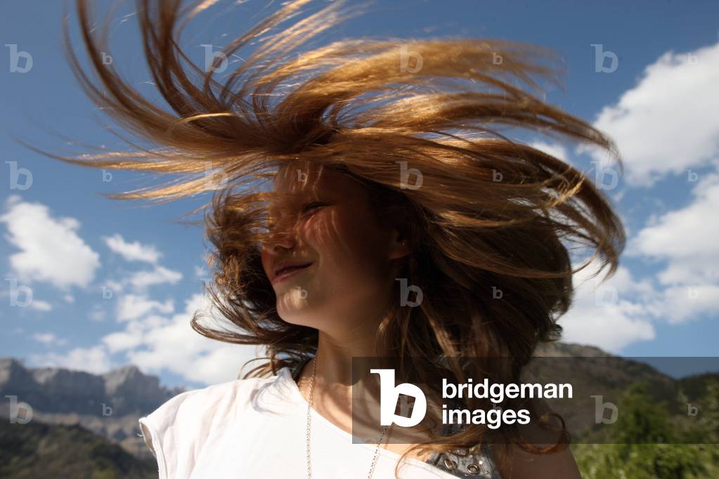 Girl shaking her hair Servoz France