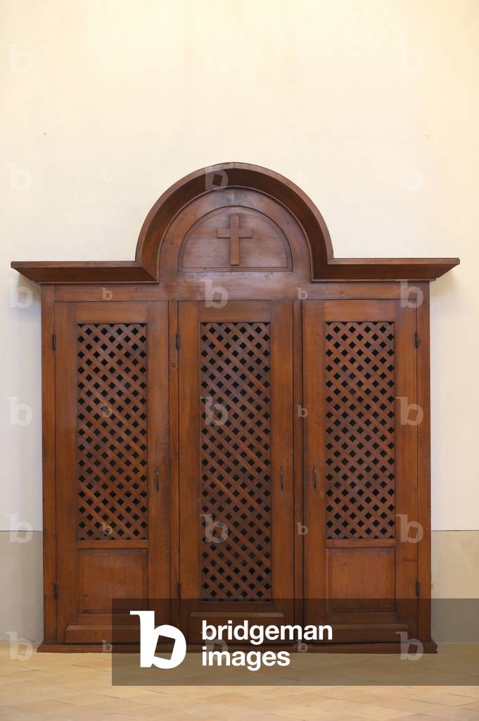Restoration of Saint Gervais baroque church. Confessional. France
