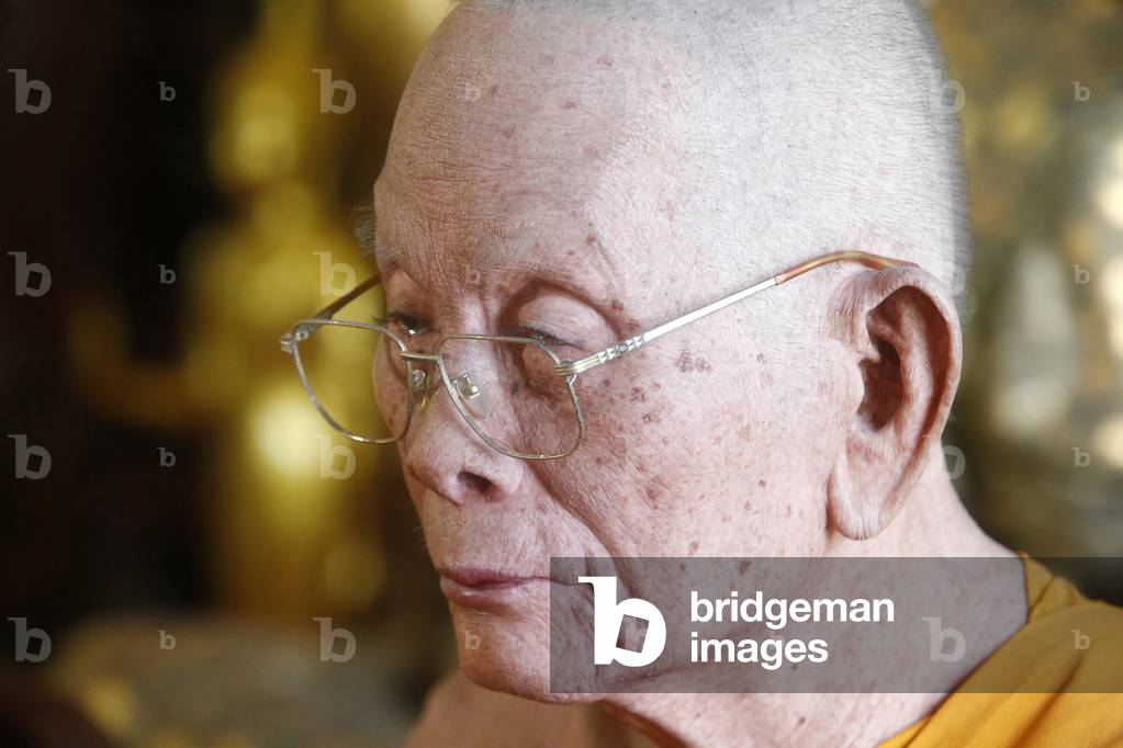 Venerable monk statue in Wat Chedi Luang, Chiang Mai. Thailand