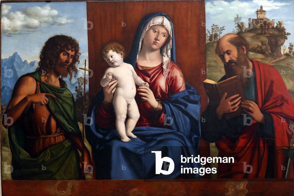 Gallerie dell'Accademia. Madonna and Child with Saint Paul and Saint George, by Giambattista Cima da Conegliano. Wood panel. 16 th century.