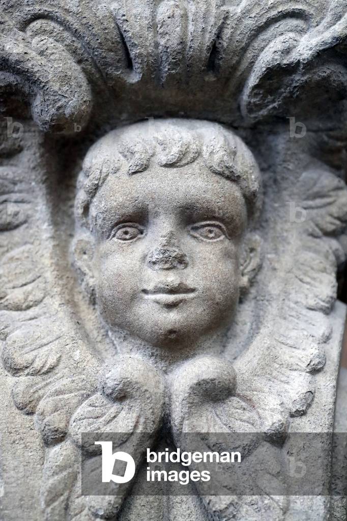Painted portal.  Cathedral of Notre Dame of Lausanne.  Switzerland.