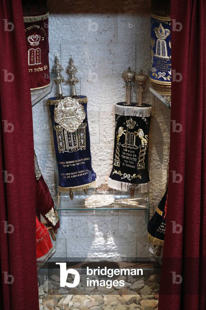 Synagogue of the Liberal Jewish Community of Geneva. The Holy Ark (Aron Kodesh) contains each synagogue's Torah scrolls. Switzerland