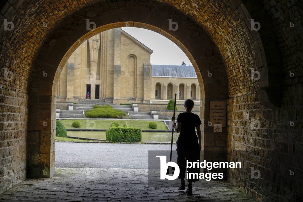 Zen buddhist sesshin (retreat) at Orval trappist abbey, Belgium. Samu (voluntary work) in the garden and coutyard