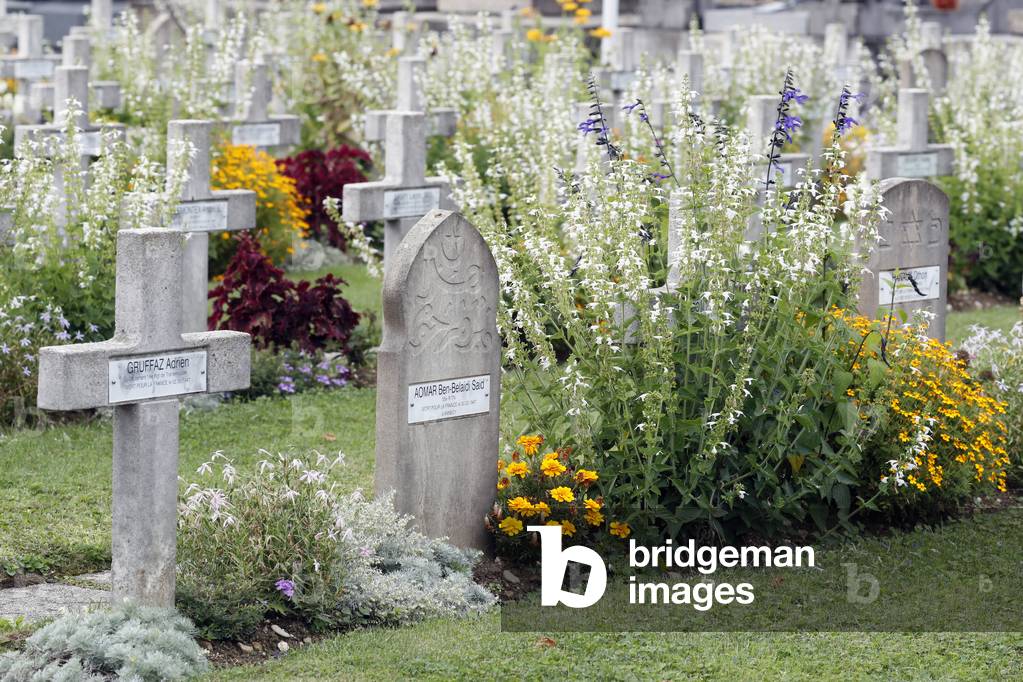 Military cemetery. Second World War II. Muslim and catholic grave.  Annecy. France.